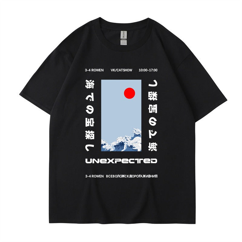 This ukiyo-e cotton round neck youth casual T-shirt