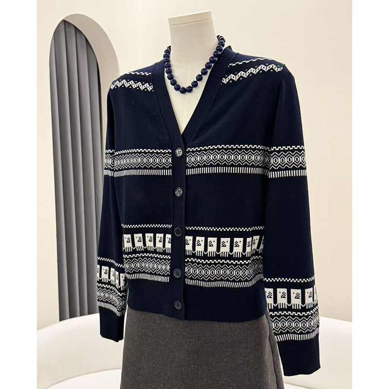 V-neck cardigan sweater