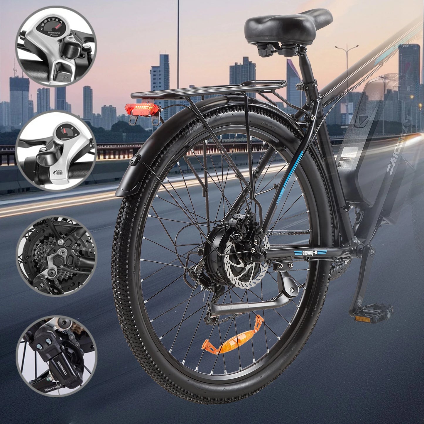 PASEBIKE C29 vélos électriques 250W 21AH 25KM 120KM application de frein à huile 29 "* 2.125 CST avec capteur de couple