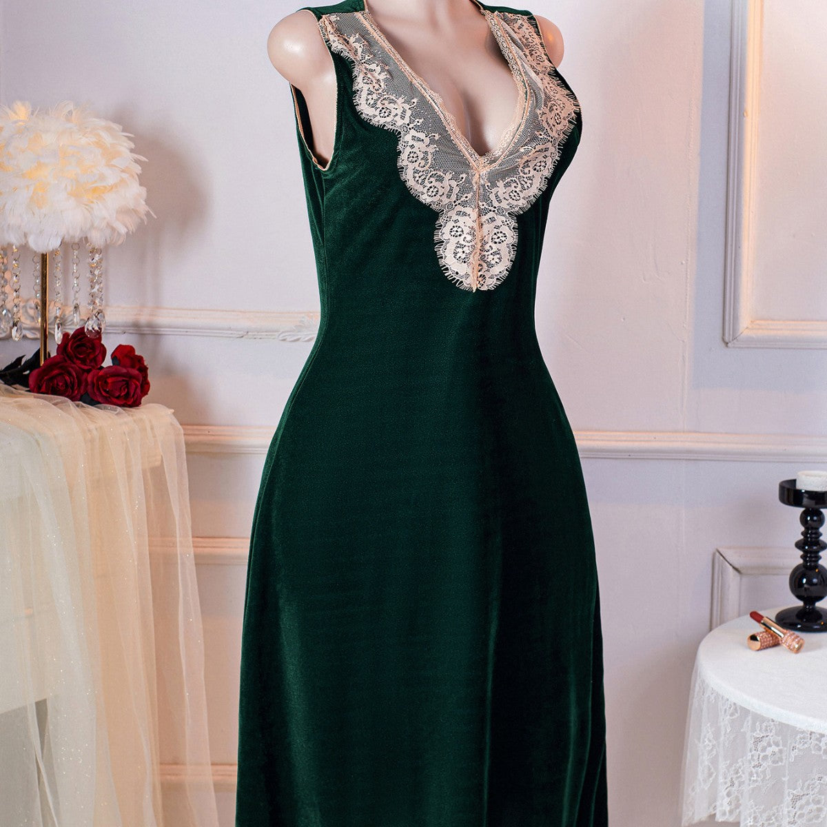 V-neck long dress