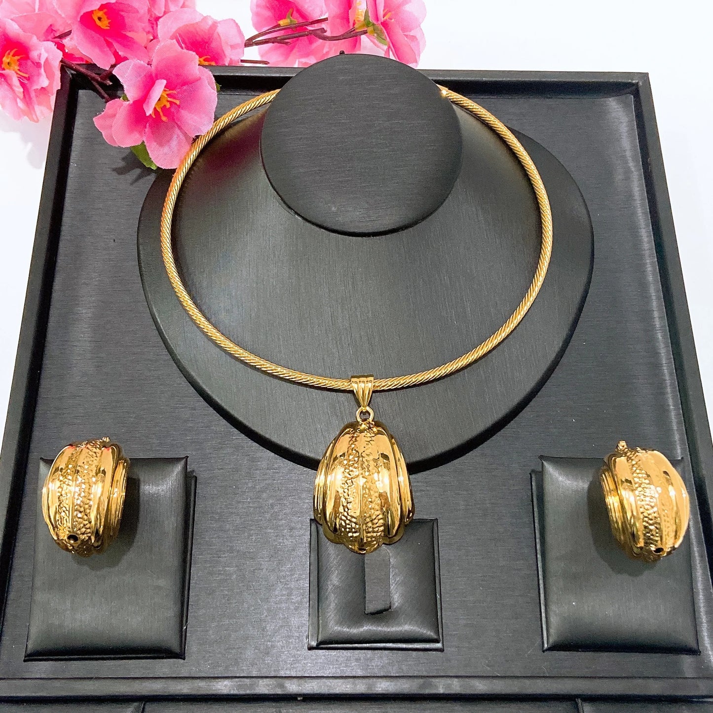 Fashion Gift Factory Popular Unique Copper Alloy Gold Plated Wedding Party Birthday Daily Anniversary Engagement Jewelry Set