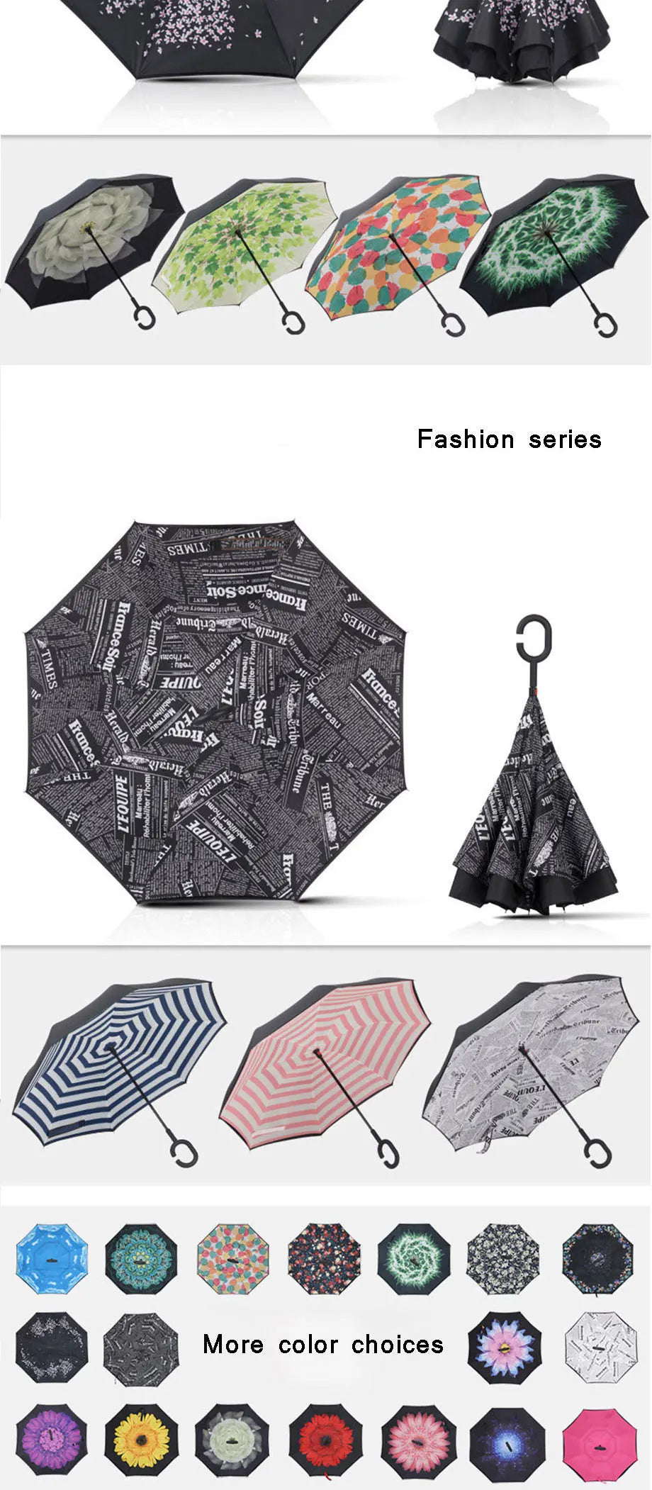 Parapluie inversé à double couche pliable à longue tige 2023, coupe-vent, crochet en C inversé, parapluie de golf pour homme, parapluie inversé pour voiture