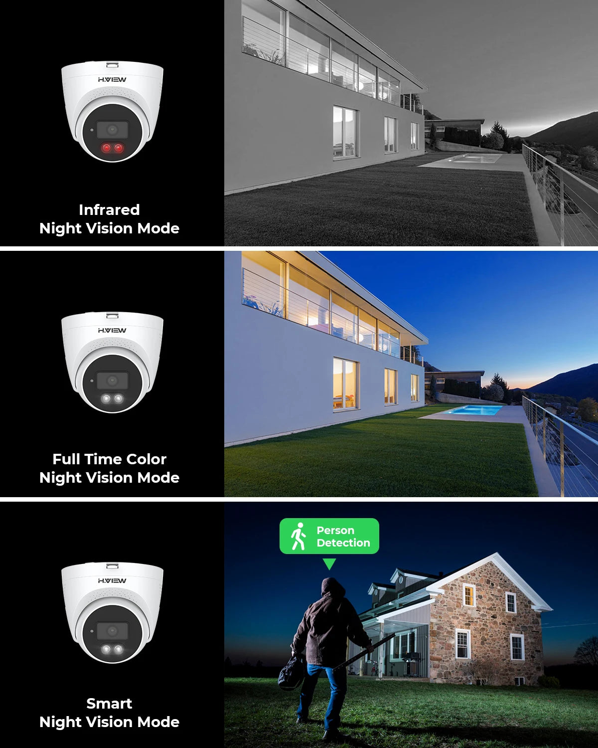 H.View-Caméra de surveillance étanche IP Poe Ai 5MP, dispositif de sécurité avec détection qualifiée ale, audio et vidéo, pour système Nvr Onvif