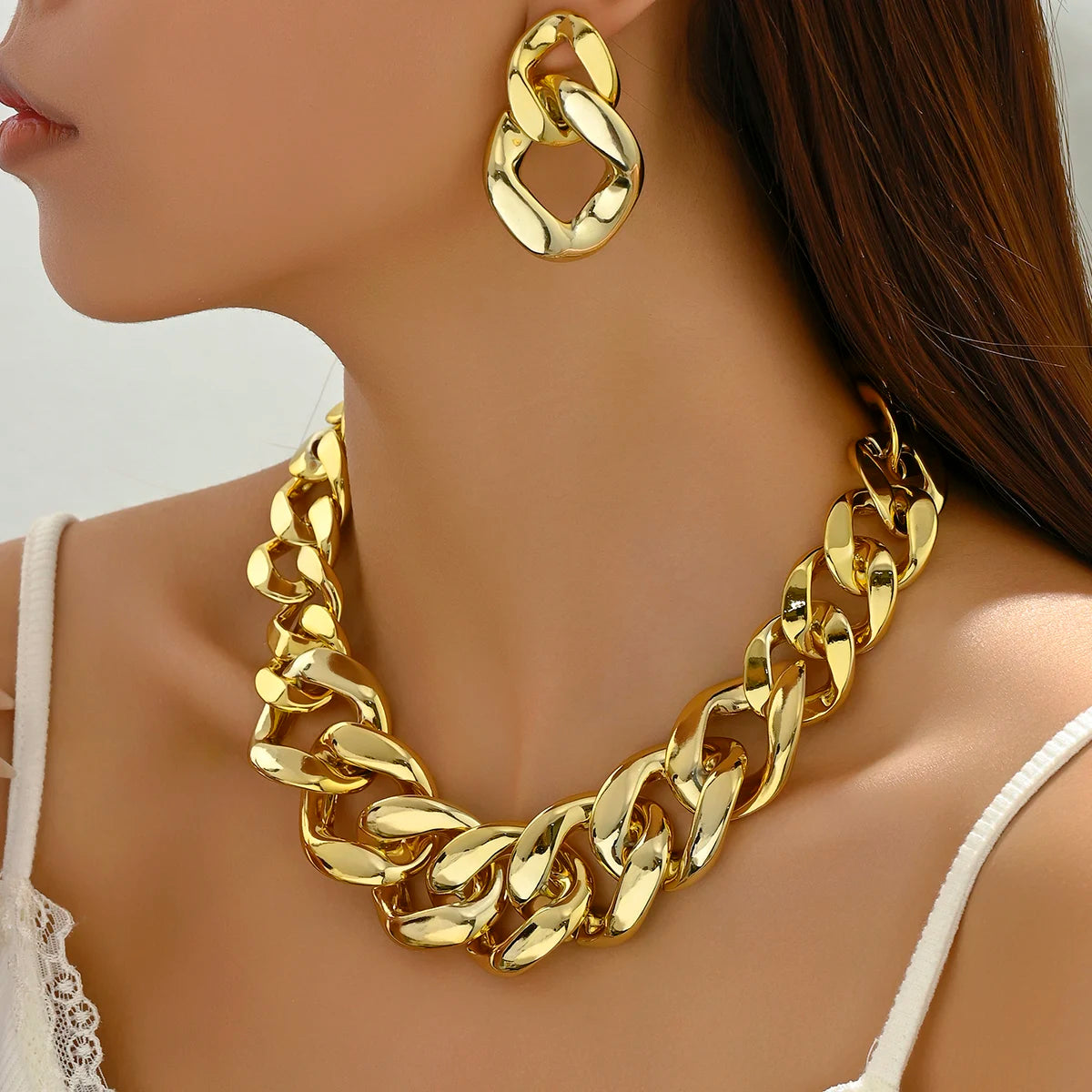 Collier et boucles d'oreilles tendance pour femme, ensemble de bijoux de fête, chaîne maximale, tempérament de mariée, perles