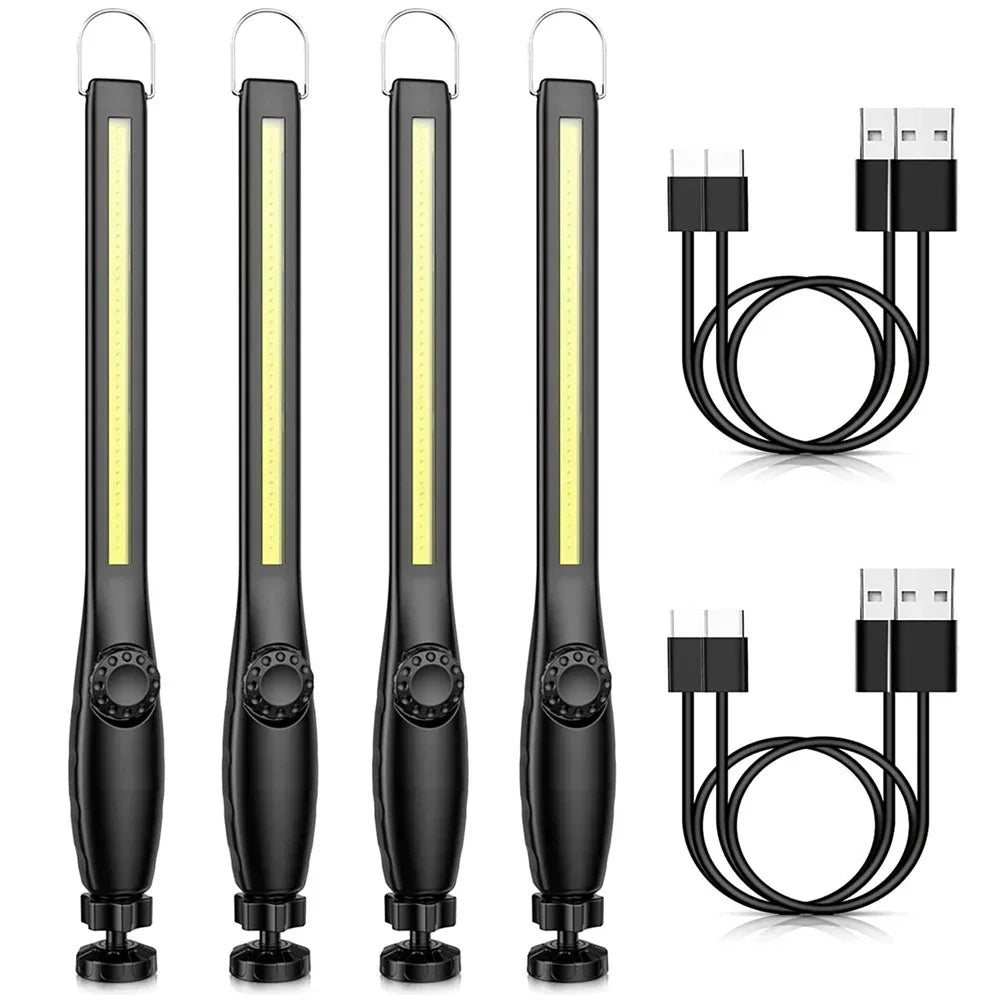 Lampes de poche LED lampe de travail rechargeable avec base magnétique et crochet de suspension 3 modes projecteur pour gril de réparation de voiture utilisation en extérieur
