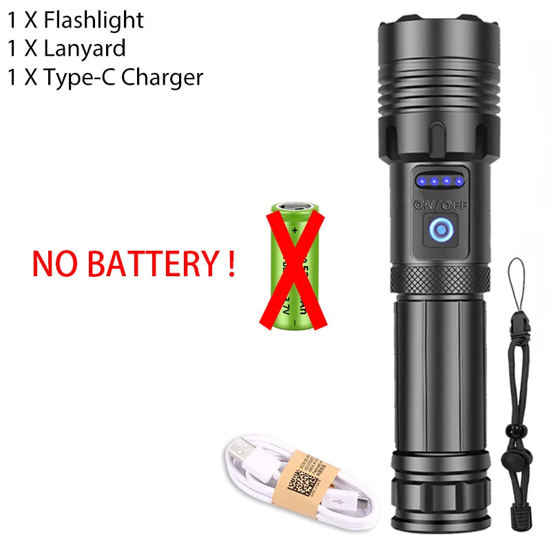Lampe de poche Super XGardens 90, 120, lumière LED injuste, torche haute puissance, lampe de camping aste, USB 18650