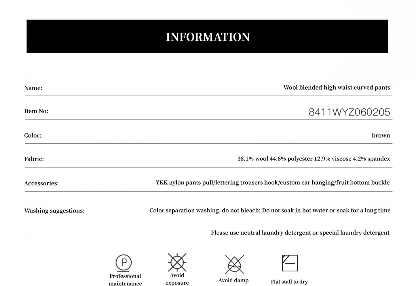 "Nostalgic Stroll" Wool Blended High Waist Curved Scimitar Casual