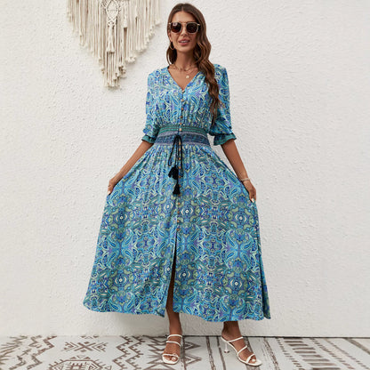 V-neck loose dress