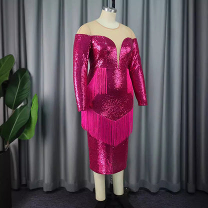 V-neck sequin dress