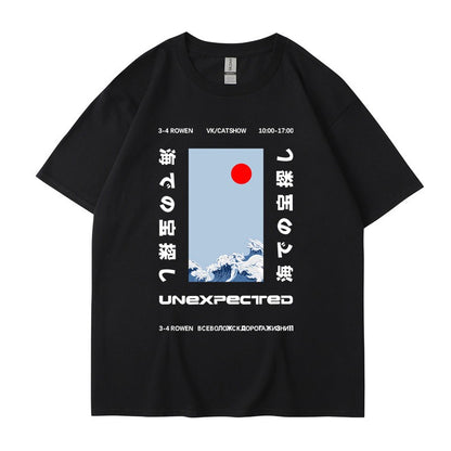 This ukiyo-e cotton round neck youth casual T-shirt