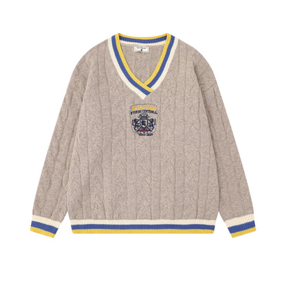 V-neck knitted sweater