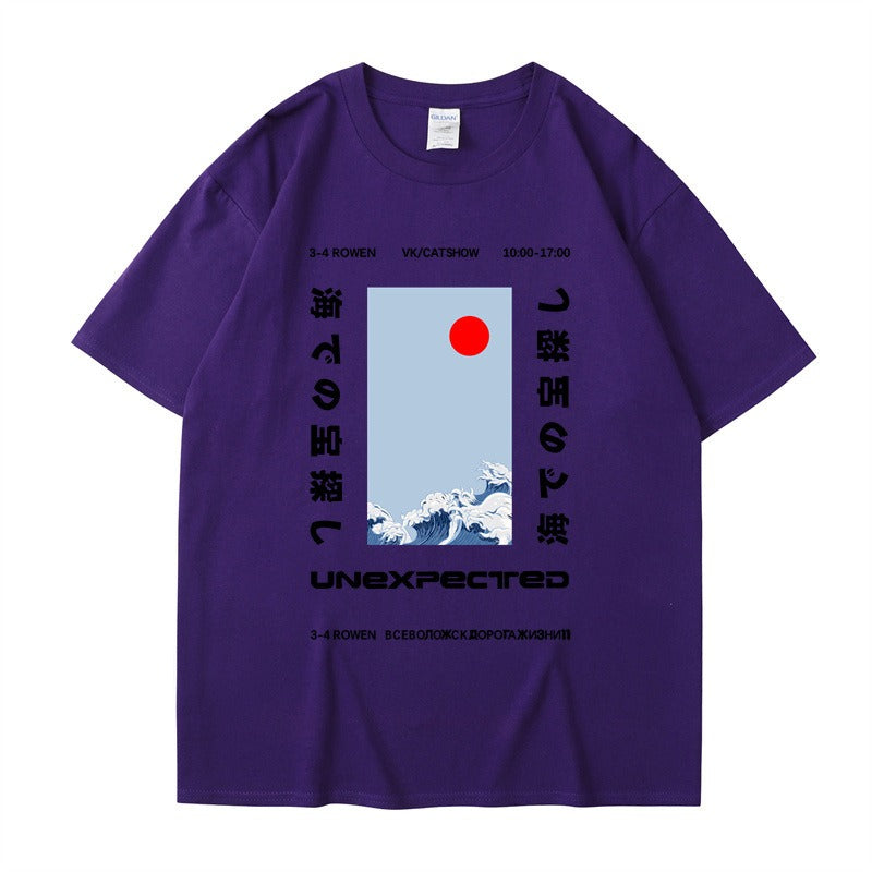 This ukiyo-e cotton round neck youth casual T-shirt