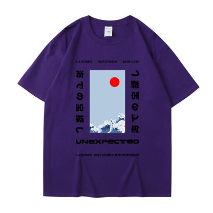 This ukiyo-e cotton round neck youth casual T-shirt