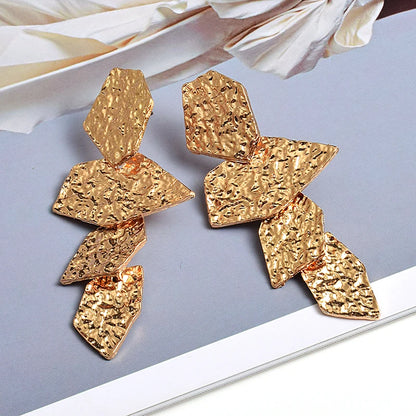 Gold Color Metal Dangle Long Drop Earrings Fine Jewelry Accessories Fashion Pendientes Bijoux For Women Christmas