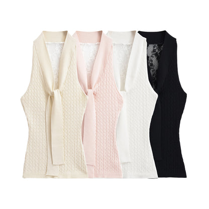 V-neck lace vest