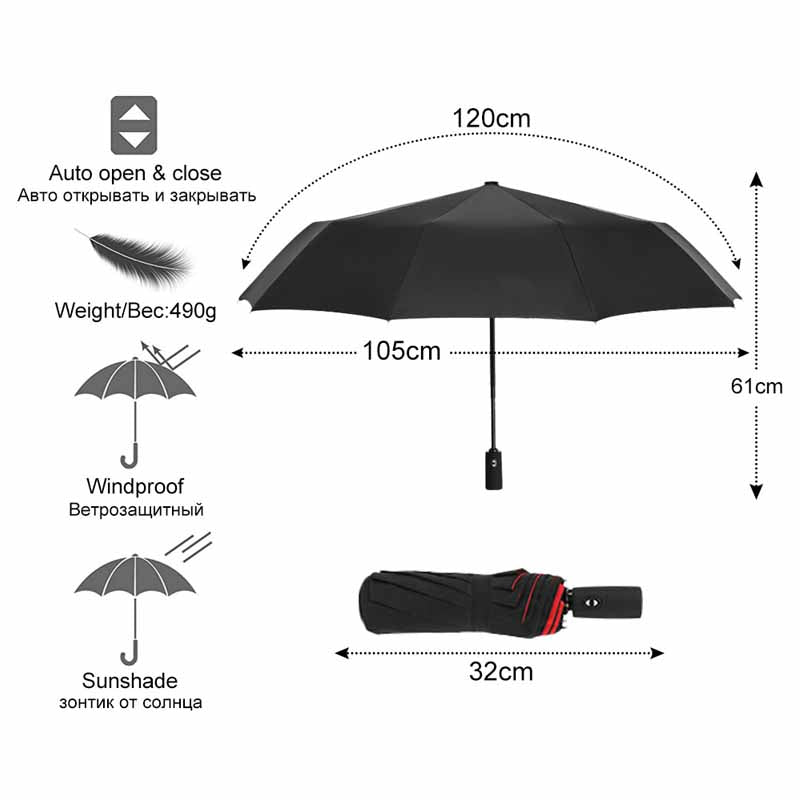 Parapluie pliant automatique coupe-vent double pour femme et homme, dix os, luxe, grande entreprise, parapluies, pluie, cadeau, parasol
