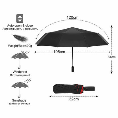 Parapluie pliant automatique coupe-vent double pour femme et homme, dix os, luxe, grande entreprise, parapluies, pluie, cadeau, parasol