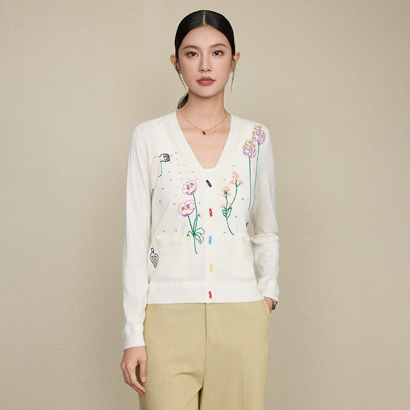 V-neck cardigan top