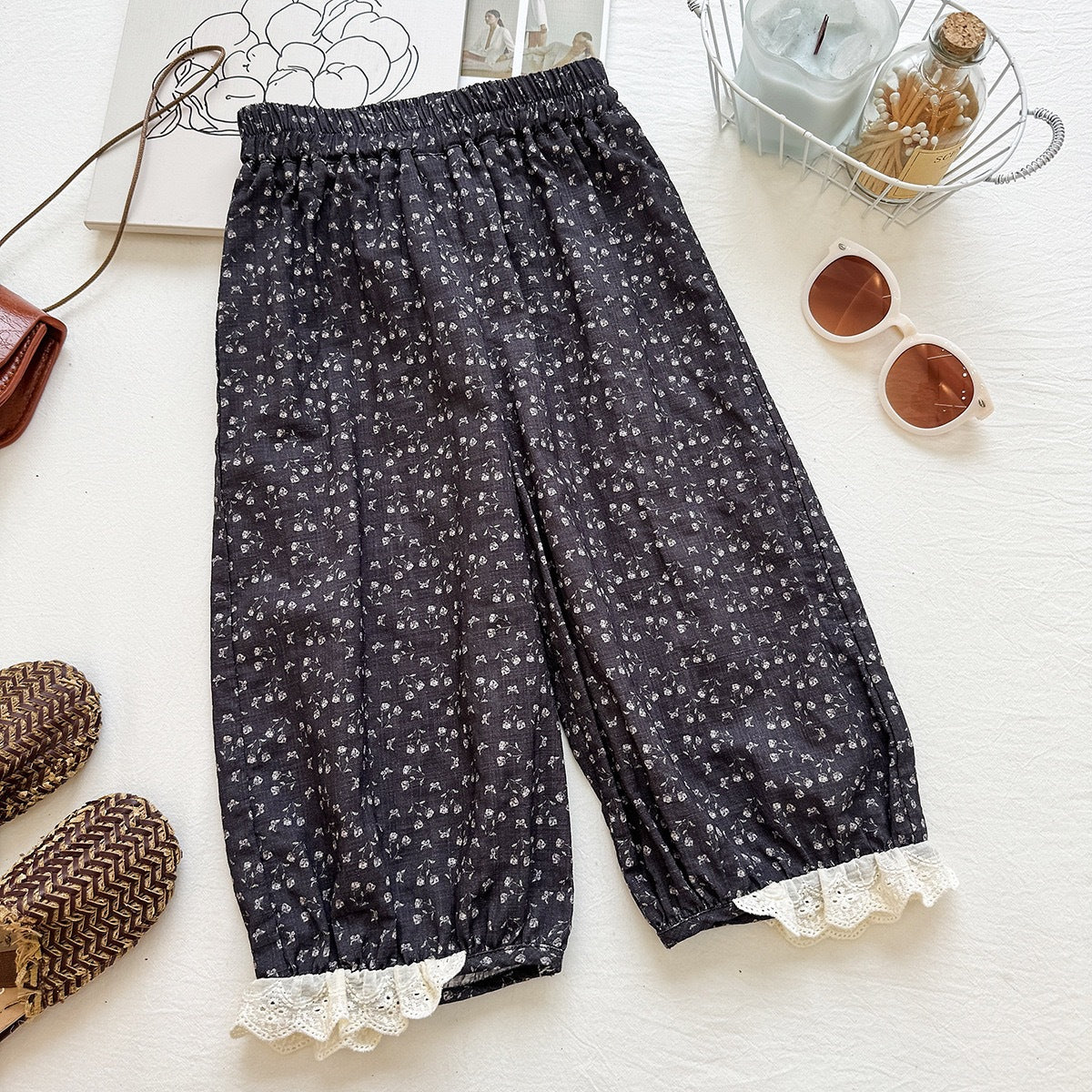 Summer Girls' Outfit Set Fashion Sleeveless Crop Top Floral Long Pants Casual Two-Piece Set