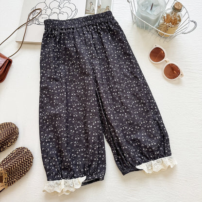 Summer Girls' Outfit Set Fashion Sleeveless Crop Top Floral Long Pants Casual Two-Piece Set