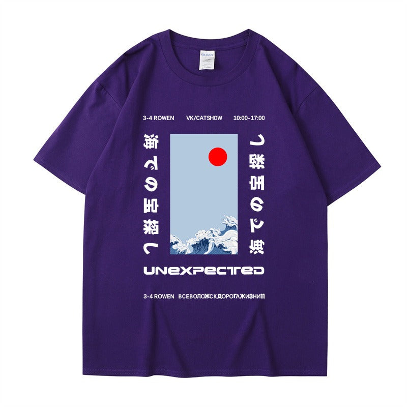 This ukiyo-e cotton round neck youth casual T-shirt