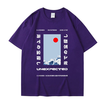 This ukiyo-e cotton round neck youth casual T-shirt