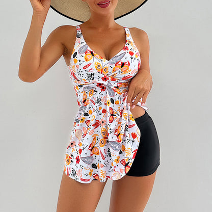 V-neck printed swimsuit