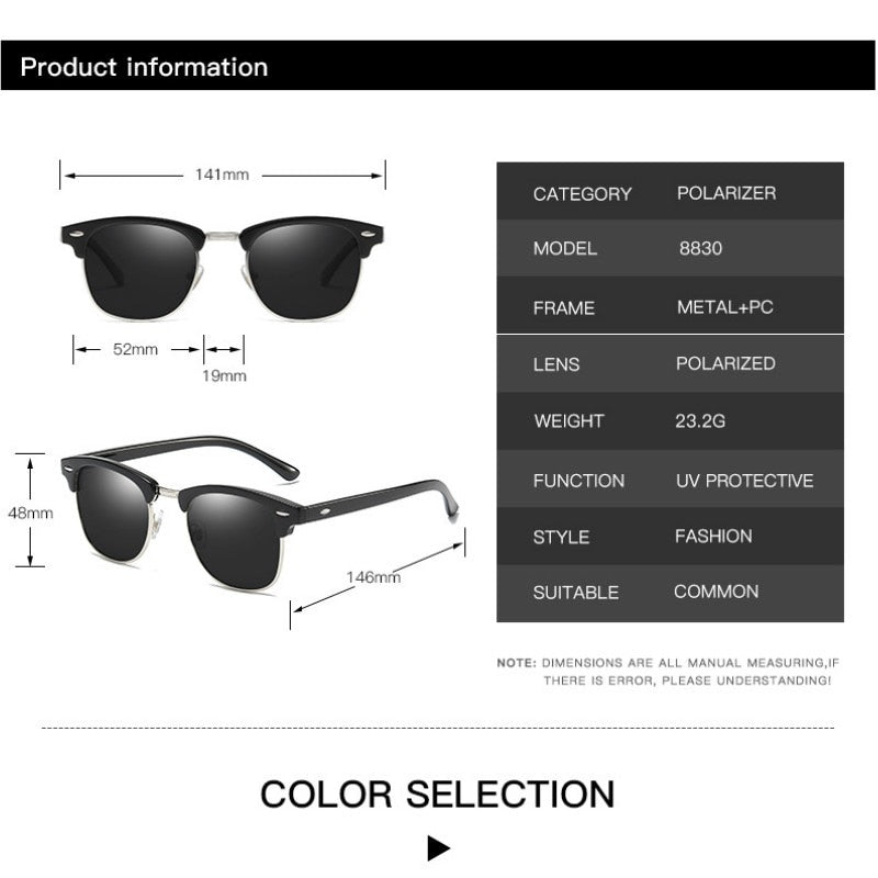 Classic Sunglasses Men's Women Square Polarized Sun glasses Men Oculos De Sol Gafas UV400 Retro Eyewear