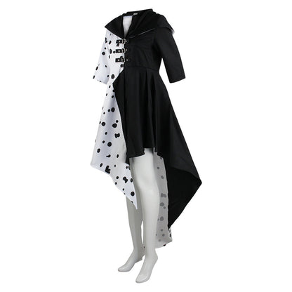 Halloween 101 Dalmatians Cosplay Dress Cruella de Vil Spotted Costume Performance Dress