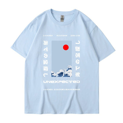This ukiyo-e cotton round neck youth casual T-shirt