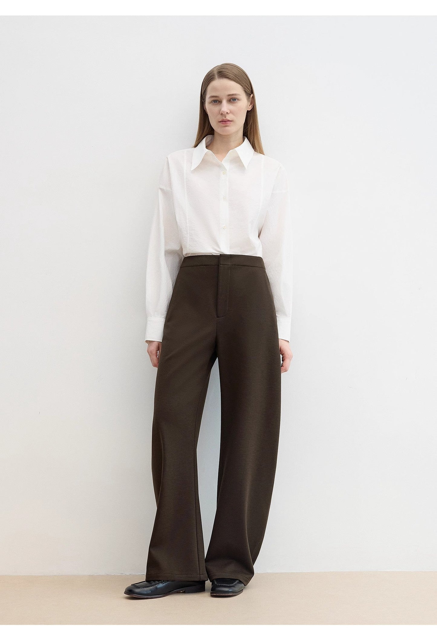 "Nostalgic Stroll" Wool Blended High Waist Curved Scimitar Casual