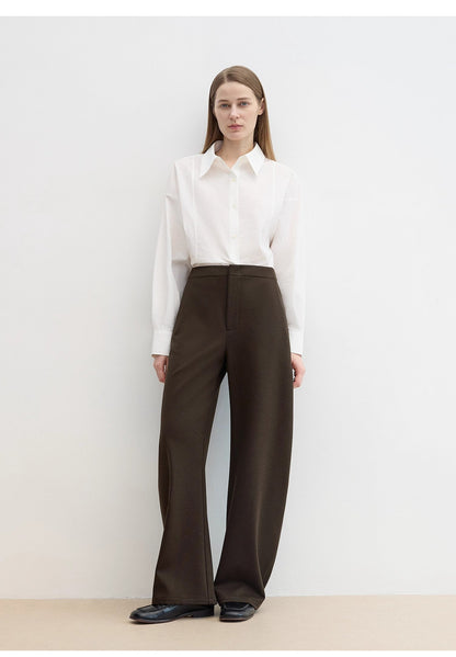 "Nostalgic Stroll" Wool Blended High Waist Curved Scimitar Casual