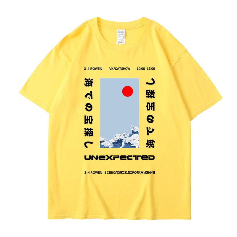 This ukiyo-e cotton round neck youth casual T-shirt