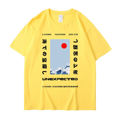 This ukiyo-e cotton round neck youth casual T-shirt