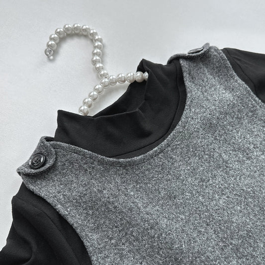 Chic Wool Vest Set for Girls - Long Sleeve Top  Autumn Fashion 3-Piece Outfit