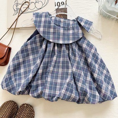 Chic Plaid Two-Piece Set for Girls Summer Sleeveless Top and Shorts  Children's Outfit