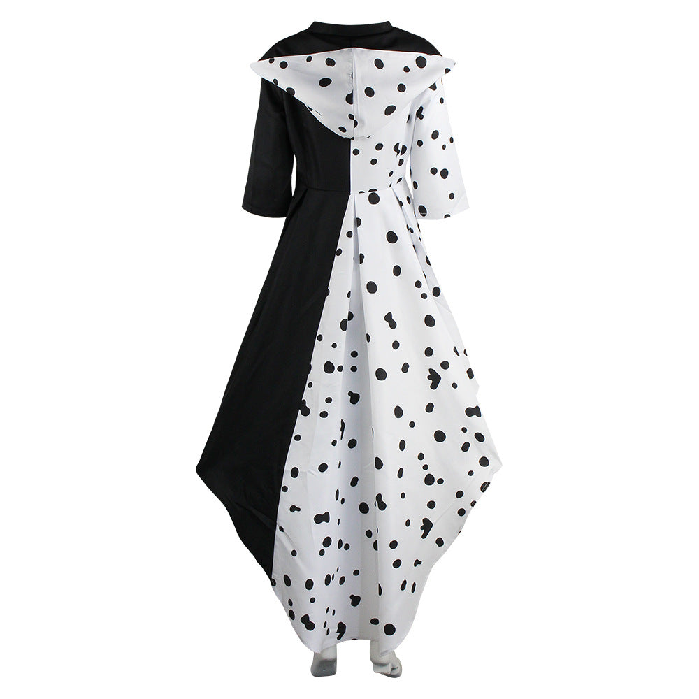 Halloween 101 Dalmatians Cosplay Dress Cruella de Vil Spotted Costume Performance Dress