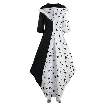 Halloween 101 Dalmatians Cosplay Dress Cruella de Vil Spotted Costume Performance Dress
