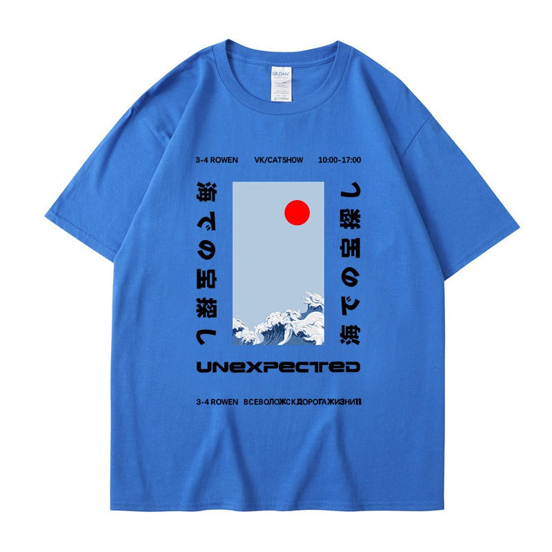 This ukiyo-e cotton round neck youth casual T-shirt