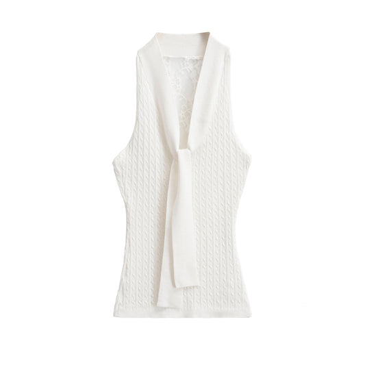 V-neck lace vest