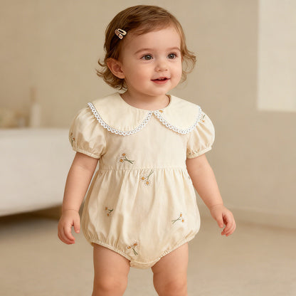 Baby Girl Clothes Infant Romper Summer New Embroidered Short Sleeve Onesie Bodysuit Outing Wear Kids Clothing