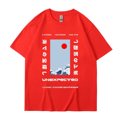 This ukiyo-e cotton round neck youth casual T-shirt