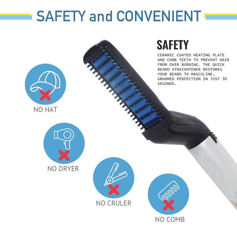 Lisseur pour barbe et cheveux pour hommes (peigne de modelage
