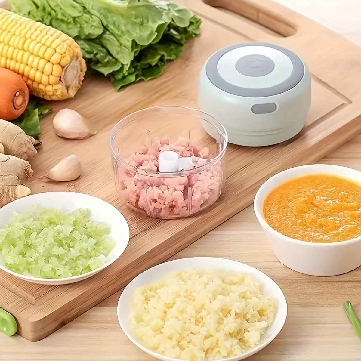 Electric Food Chopper (280ml), Mincer Electric Food Processor, Cordless Meat Grinder. Portable, Rechargeability, Suitable for Vegetables, Peppers, Onions, Seasonings, Nuts