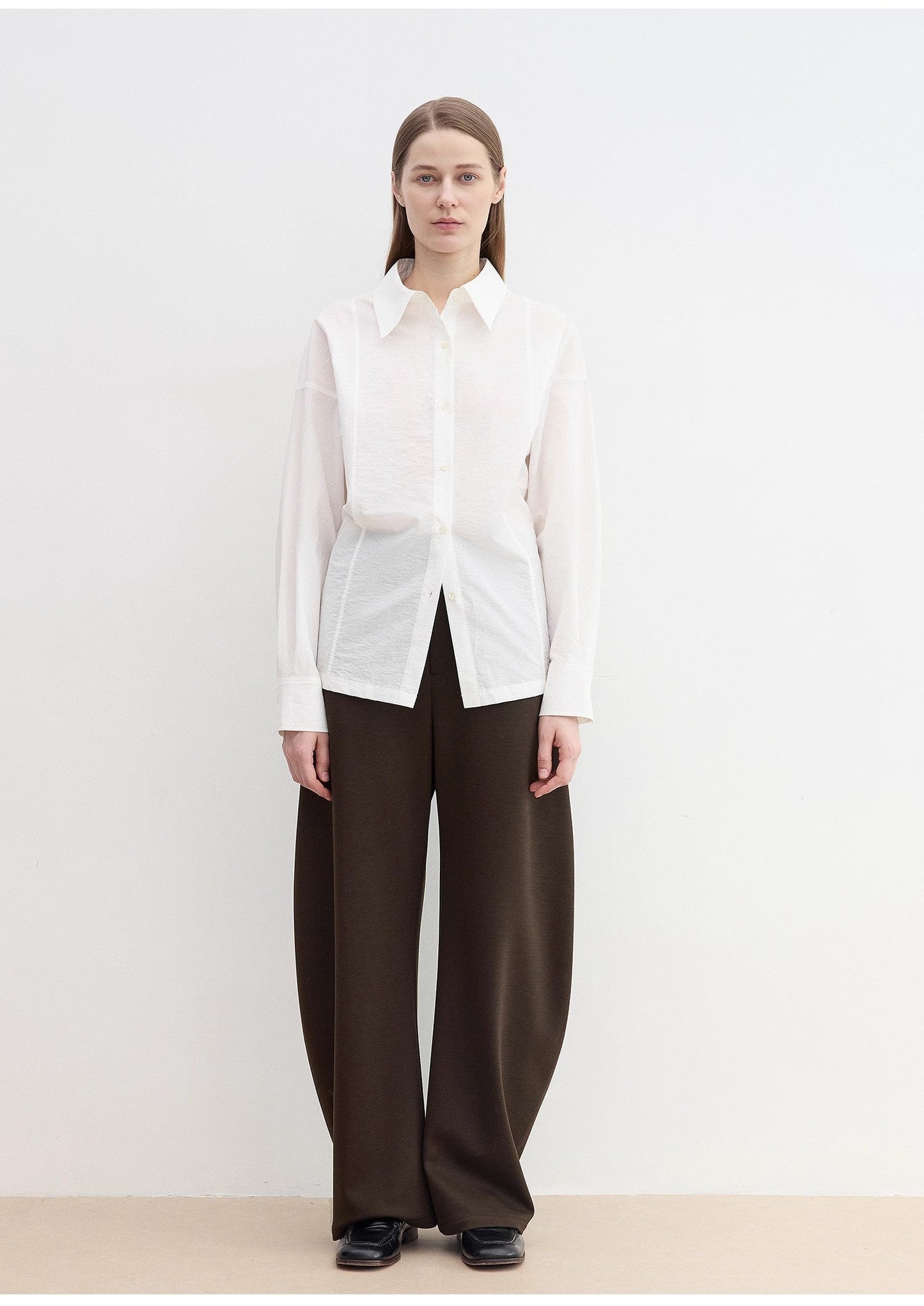 "Nostalgic Stroll" Wool Blended High Waist Curved Scimitar Casual