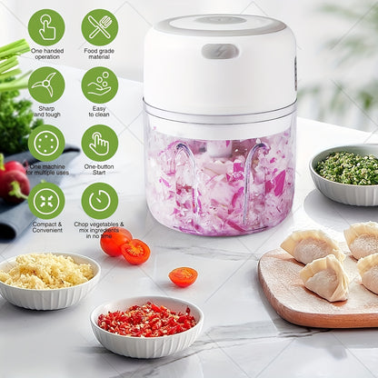 Electric Food Chopper (280ml), Mincer Electric Food Processor, Cordless Meat Grinder. Portable, Rechargeability, Suitable for Vegetables, Peppers, Onions, Seasonings, Nuts
