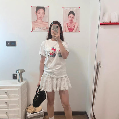 Cute Sweet KT Cat Print Pure Cotton Short Sleeve T-Shirt