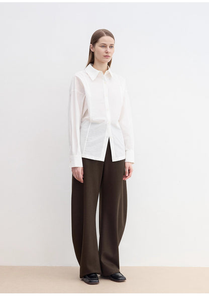 "Nostalgic Stroll" Wool Blended High Waist Curved Scimitar Casual