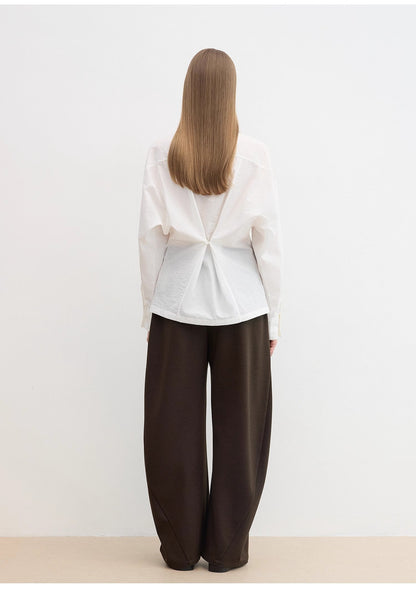 "Nostalgic Stroll" Wool Blended High Waist Curved Scimitar Casual