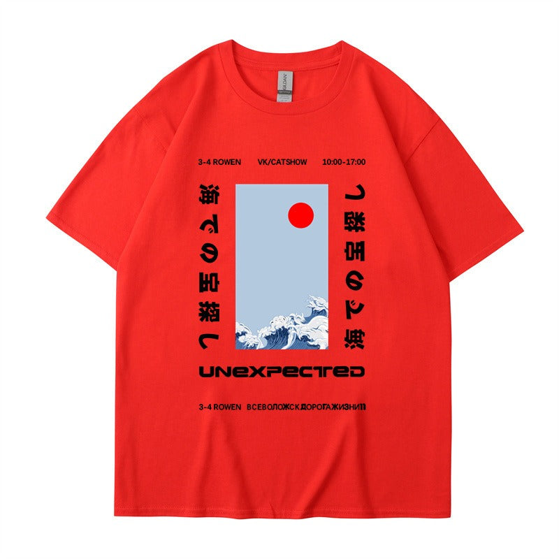 This ukiyo-e cotton round neck youth casual T-shirt